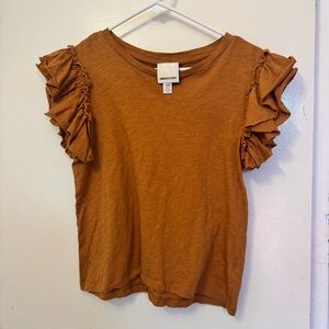 Modesty Women's Ruffle Sleeve Tee - Tan